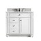James Martin Vanities Bristol 36in Single Vanity, Bright White w/ 3 CM Carrara Marble Top 157-V36-BW-3CAR - alternate 1